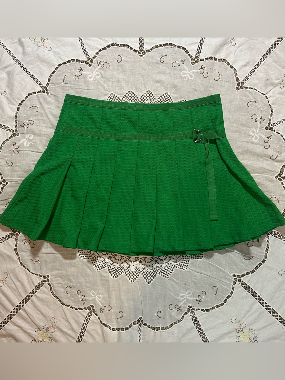 On Green Pleated Skirt